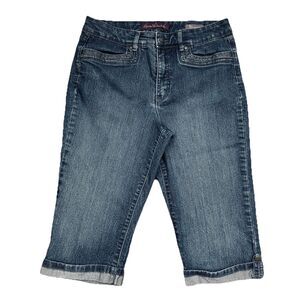 Gloria Vanderbilt Skimmer Jeans 10 (30x15.5) Blue Embroidered Cuffed Denim Women